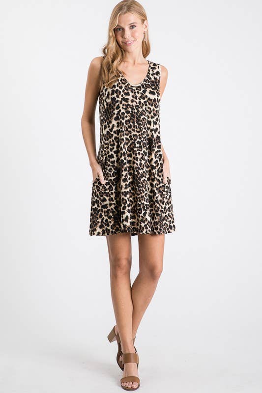 ANIMAL PRINT DRESS WITH POCKETS