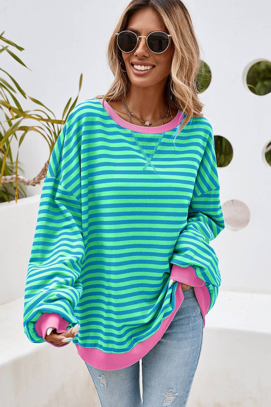 Stripe Oversized Pullover Sweatshirt