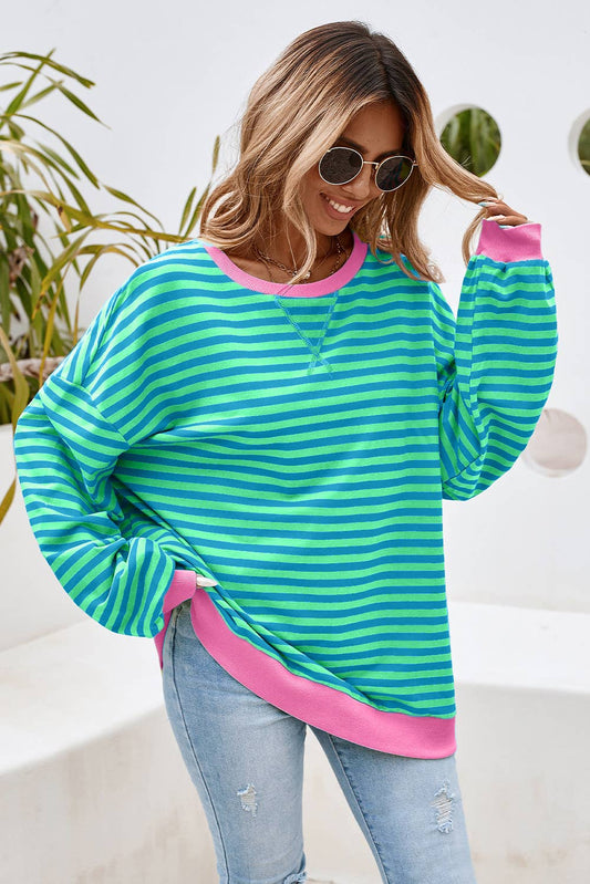 Stripe Oversized Pullover Sweatshirt