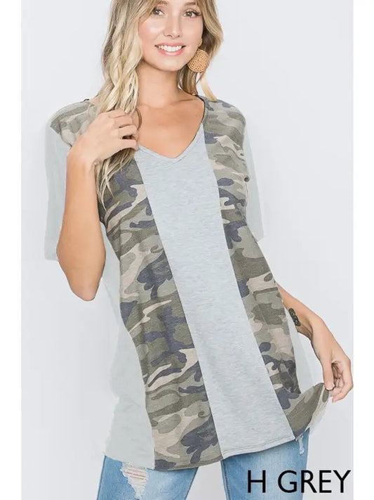 CAMO & GREY TOP