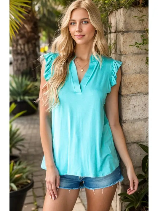 AQUA COLLAR TOP