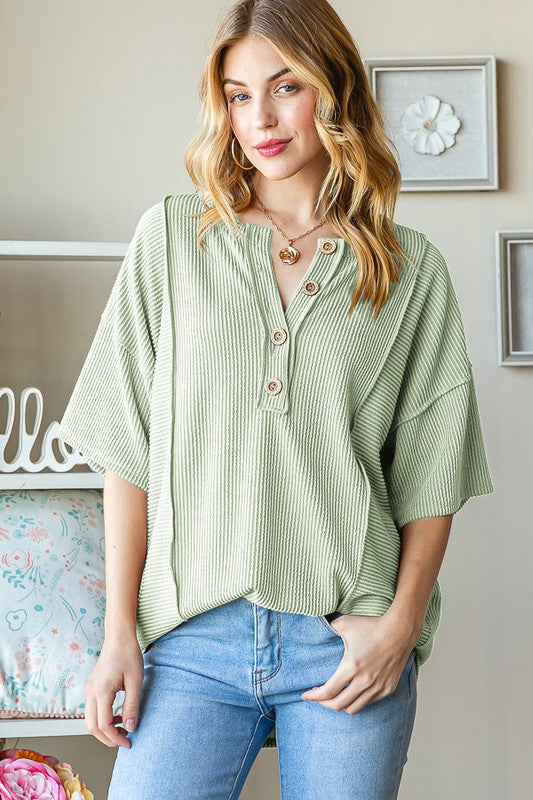 SAGE GREEN RIBBED TOP