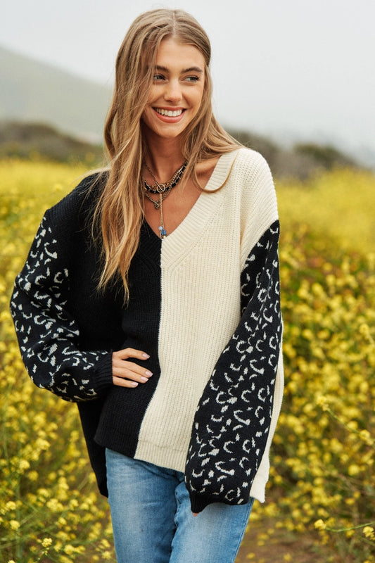 SPLIT BALLOON SLEEVE SWEATER