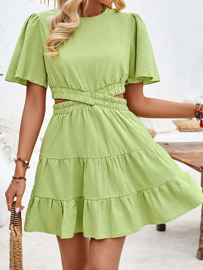 GREEN WAIST CUT OUT DRESS