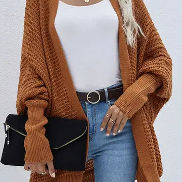 RUST KNIT CARDIGAN SWEATER