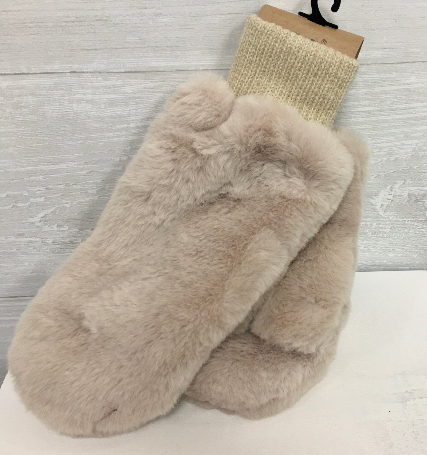 SOLID FAUX FUR MITTENS