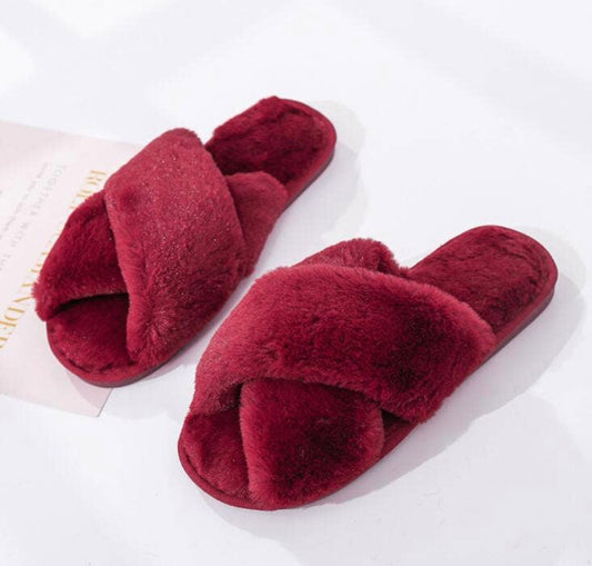 Cross Plush Slippers