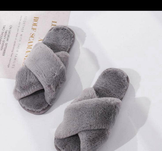 Cross Plush Slippers