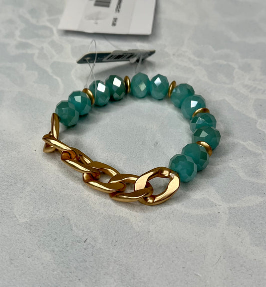 AQUA/GOLD CHAIN LINK BRACELET